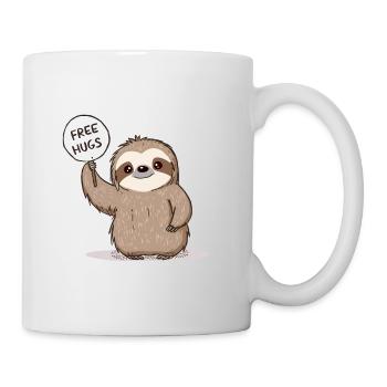 Niedliches Faultier mit kostenlosem Umarmungsschild - Tasse - Weiß - Rechts