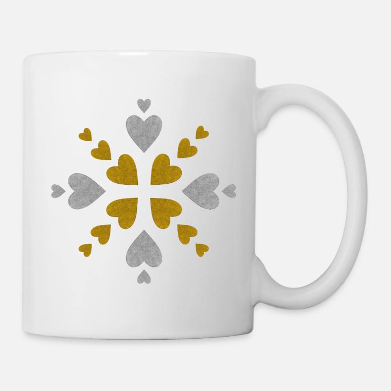 Mandala Cœurs Dorés Argentés - Mug blanc - blanc