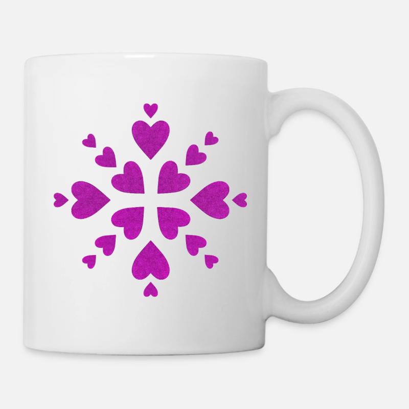 Mandala Coeurs Fuchsia - Mug blanc - blanc