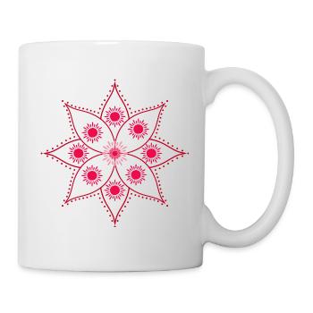 Mandala-Rosette Intensives Rosa - Tasse - Weiß - Rechts