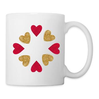 Cercle de Cœurs Glitter Rouge Or - Mug blanc - blanc - Droite