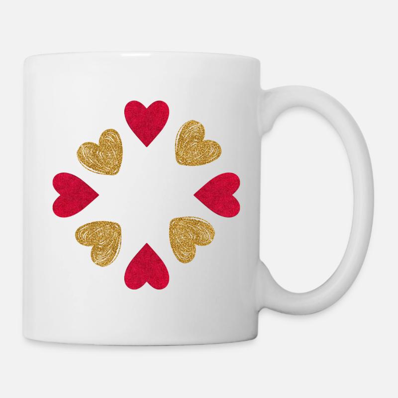 Cercle de Cœurs Glitter Rouge Or - Mug blanc - blanc