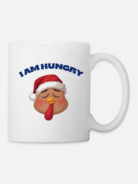 Hungrige Türkei Weihnachten Karikatur - Tasse - Weiß