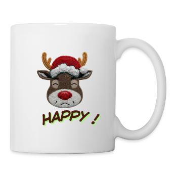 Renne Noël brodé Joyeux - Mug blanc - blanc - Droite