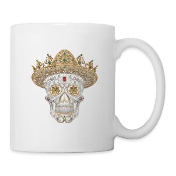 Dia De Los Muertos Calavera Skull Flowers Gift - Mug - white - Right