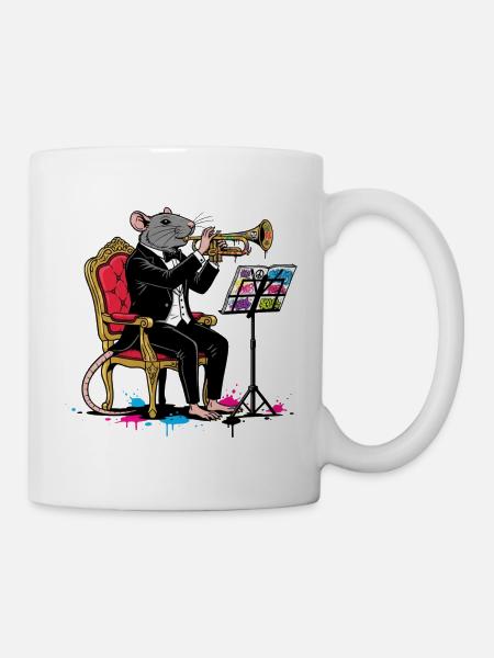 Jazzrat im Smoking Trompete - Tasse - Weiß