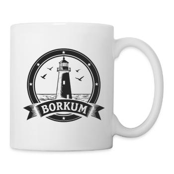 Leuchtturm Borkum Maritimes Emblem - Tasse - Weiß - Rechts