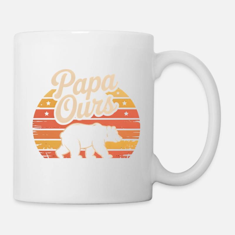 Papa Bear Retro Sun - Mug - white