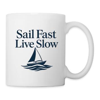 Nautic Design Sail Fast Live Slow Sailboat - Mug - white - Right
