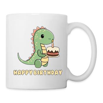Dino with a birthday cake - Mug - white - Right