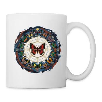 Schmetterlingskreis Mandala - Tasse - Weiß - Rechts