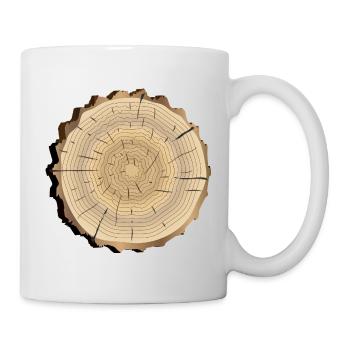 Holzscheibe mit Jahresringen – Natur & Zeitzeichen - Tasse - Weiß - Rechts