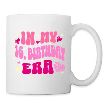 In My 16th Birthday Era Retro Herz Design - Tasse - Weiß - Rechts