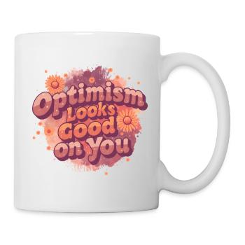 Vintage Optimism – Positives und Retro T-Shirt - Tasse - Weiß - Rechts