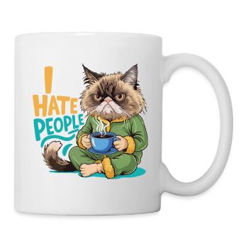 Cat Coffee Morning Grouch Funny Introvert - Mug - white - Right