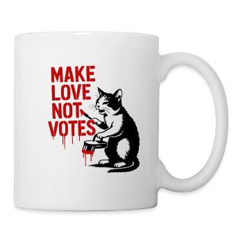 Make Love Not Votes Katze - Tasse - Weiß - Rechts