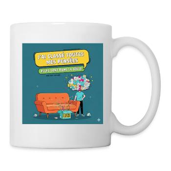 Gedankenkiste: humorvolle Prokrastination - Tasse - Weiß - Rechts