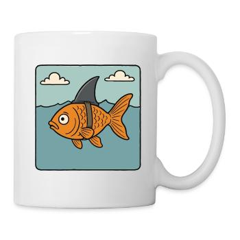 Cartoon Goldfisch Fisch Hai Flosse Meer Fake Hai - Tasse - Weiß - Rechts