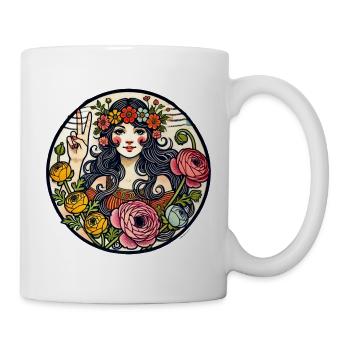 Blumengöttin Peace-Zeichen - Tasse - Weiß - Rechts