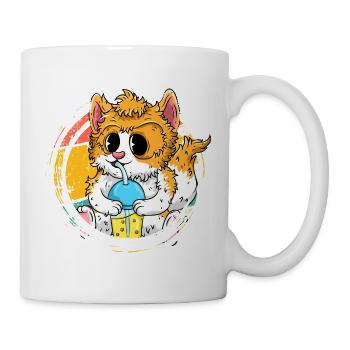 Chat Anime Mignon avec Bubble Tea - Mug blanc - blanc - Droite
