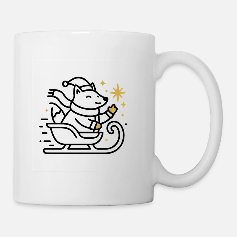 Christmas Mouse on Sleigh - Mug - white