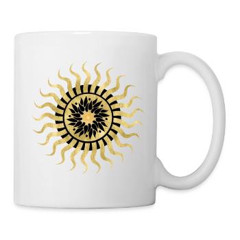 Goldene Sonne Blumen Mandala - Tasse - Weiß - Rechts