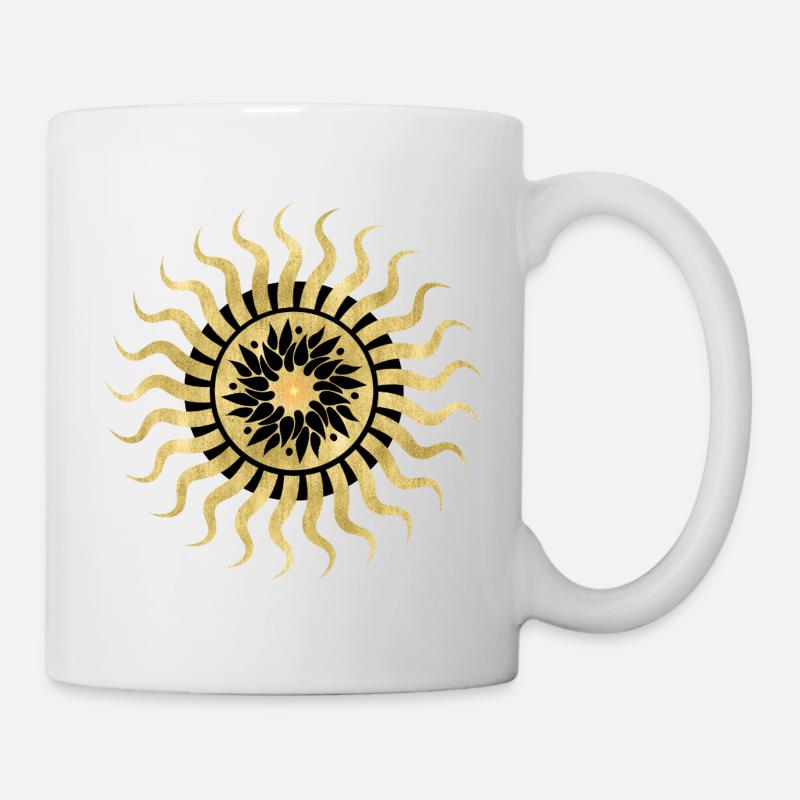 Soleil doré mandala floral - Mug blanc - blanc