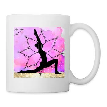 Yoga Silhouette on Mandala - Mug - white - Right