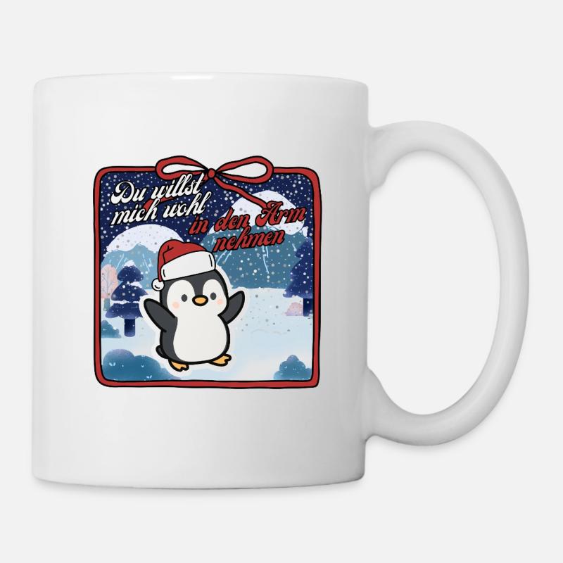 Pingouin Noël Tu me veux bien - Mug blanc - blanc