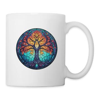 Baum des Lebens, Natur Zeichnung, Heiliger Baum - Tasse - Weiß - Rechts