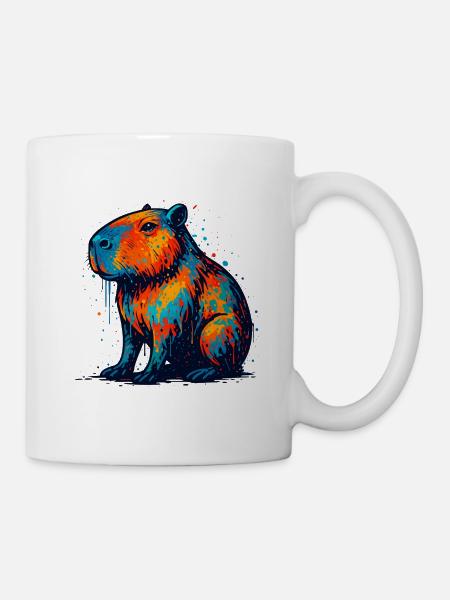 Farbenfroher Hippo Splash - Tasse - Weiß