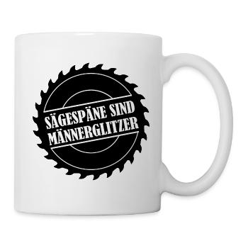 Sägespäne sind Männerglitzer Shirt für Handwerker - Tasse - Weiß - Rechts