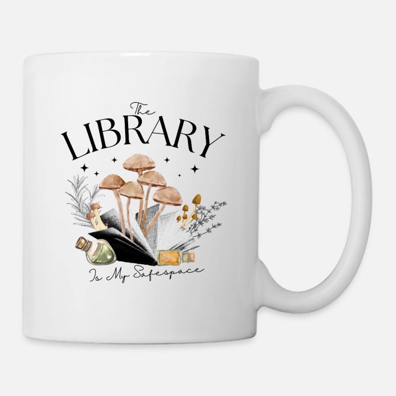 Illustration de champignons forestiers avec des pages de livre - Mug blanc - blanc