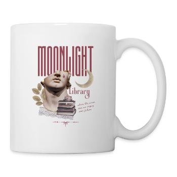 Moonlight Library – Surreales Bücher Design - Tasse - Weiß - Rechts