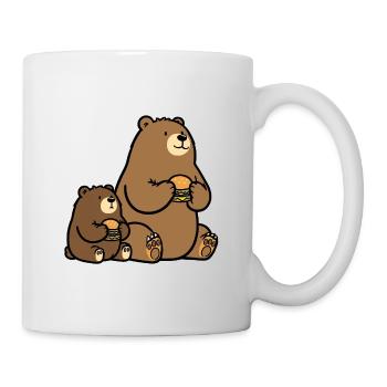 Familie Bär Bären Vater Sohn Hamburger Burger Papa - Tasse - Weiß - Rechts