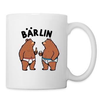 Bären Berlin Bärlin Bär Bier Party Unterhose Prost - Tasse - Weiß - Rechts