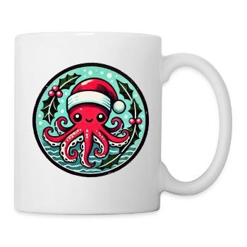 Santa Octopus Christmas Patch - Mug - white - Right