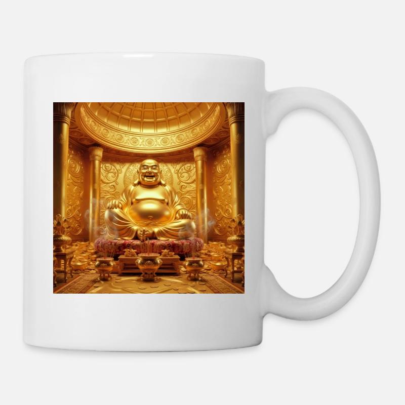 Scène du temple du Bouddha doré - Mug blanc - blanc