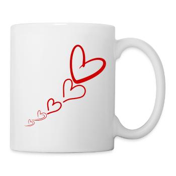 Coeurs rouges linéaires - Mug blanc - blanc - Droite