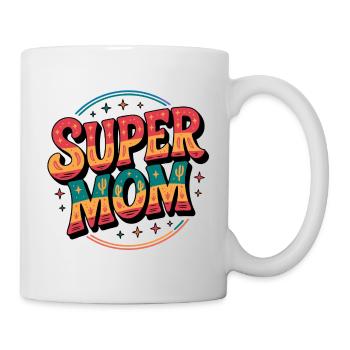Supermom Wüstenfarben Design - Tasse - Weiß - Rechts