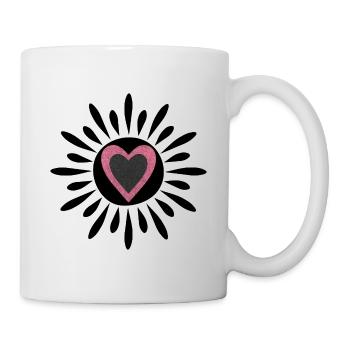 Cœur rose glitter noir - Mug blanc - blanc - Droite