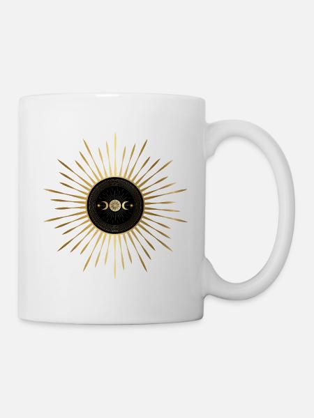 Goldene Morgenröte, Sonne und Mond - Tasse - Weiß