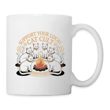 Support your local cat cult - Funny Cat T-Shirt - Mug - white - Right