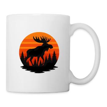 Sonnenuntergang Elch in Waldsilhouette - Tasse - Weiß - Rechts