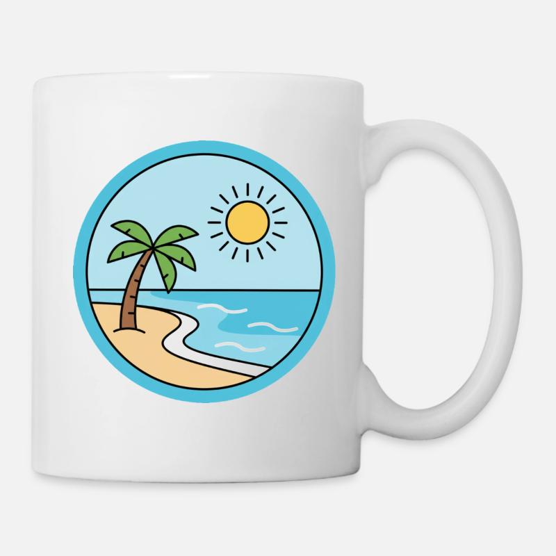 Île ensoleillée sur la plage de sable - Mug blanc - blanc