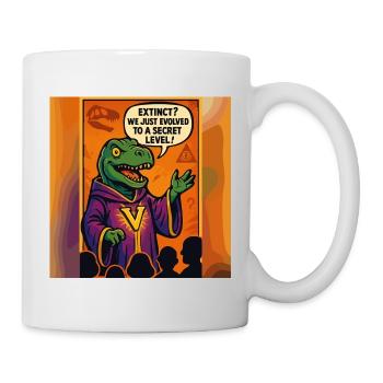 Geheimer Level Dinosaurier – Lustiges Verschwörung - Tasse - Weiß - Rechts
