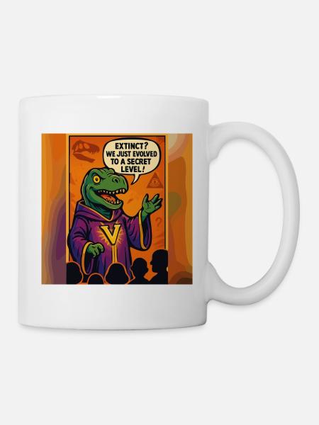 Geheimer Level Dinosaurier – Lustiges Verschwörung - Tasse - Weiß