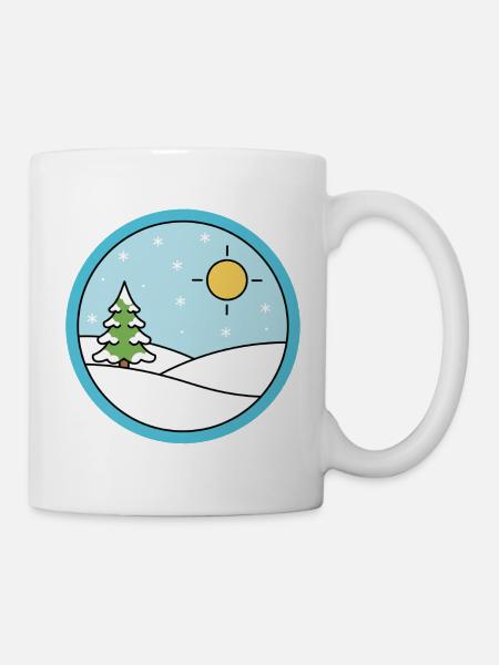 Winter landscape with snow and sun - Mug - white