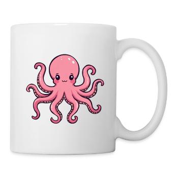 Pink Octopus Charming Cartoon - Mug - white - Right
