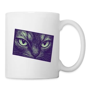 Neon Cat Gaze Moderne Grafik - Tasse - Weiß - Rechts